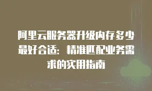 阿里云服务器升级内存多少最好合适：精准匹配业务需求的实用指南
