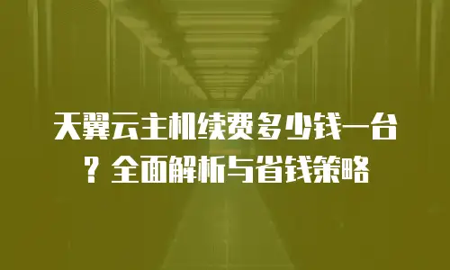 天翼云主机续费多少钱一台？全面解析与省钱策略