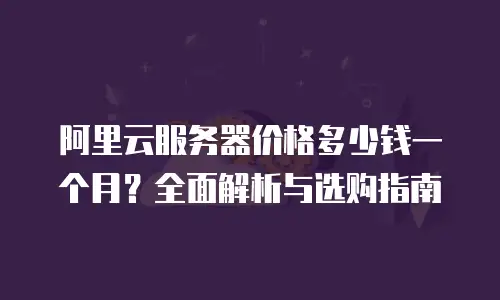 阿里云服务器价格多少钱一个月？全面解析与选购指南