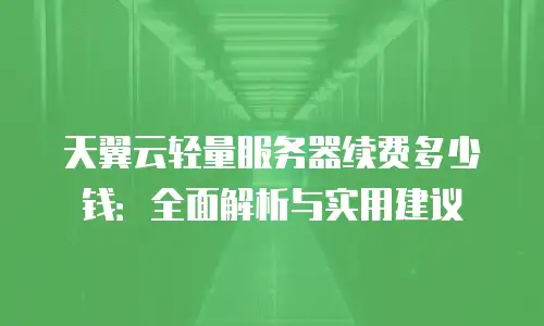 天翼云轻量服务器续费多少钱：全面解析与实用建议