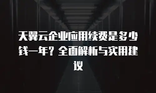 天翼云企业应用续费是多少钱一年？全面解析与实用建议
