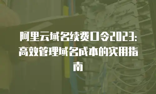 阿里云域名续费口令2023：高效管理域名成本的实用指南