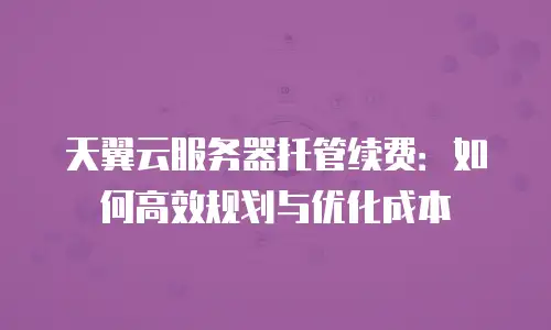 天翼云服务器托管续费：如何高效规划与优化成本