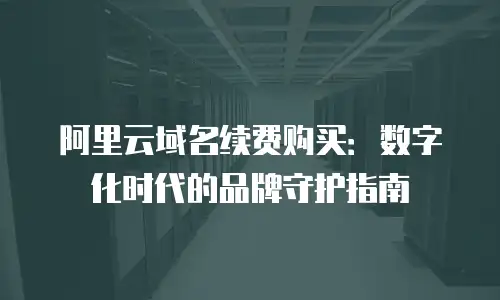 阿里云域名续费购买：数字化时代的品牌守护指南
