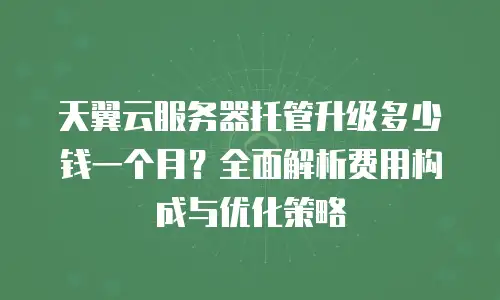 天翼云服务器托管升级多少钱一个月？全面解析费用构成与优化策略