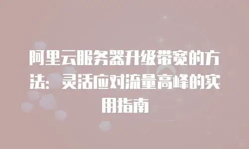 阿里云服务器升级带宽的方法：灵活应对流量高峰的实用指南