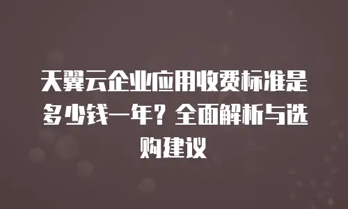 天翼云企业应用收费标准是多少钱一年？全面解析与选购建议