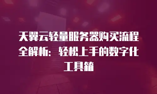 天翼云轻量服务器购买流程全解析：轻松上手的数字化工具箱