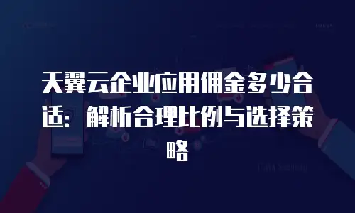 天翼云企业应用佣金多少合适：解析合理比例与选择策略