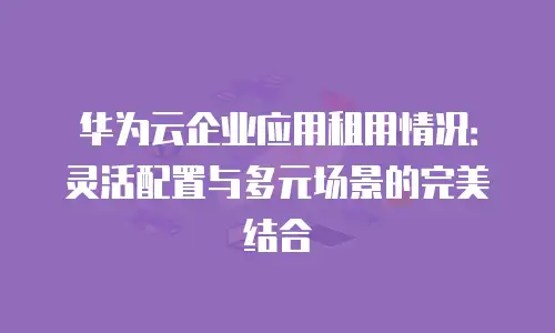 华为云企业应用租用情况：灵活配置与多元场景的完美结合