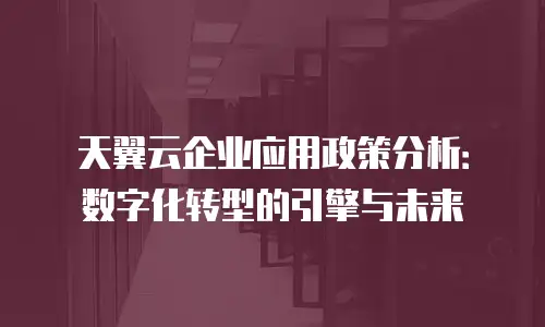 天翼云企业应用政策分析：数字化转型的引擎与未来