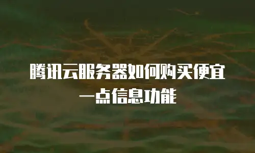 腾讯云服务器如何购买便宜一点信息功能