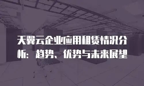 天翼云企业应用租赁情况分析：趋势、优势与未来展望