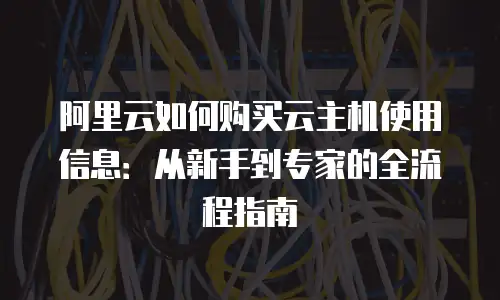 阿里云如何购买云主机使用信息：从新手到专家的全流程指南