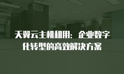 天翼云主机租用：企业数字化转型的高效解决方案