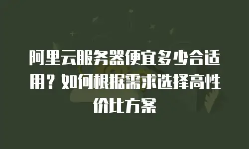 阿里云服务器便宜多少合适用？如何根据需求选择高性价比方案