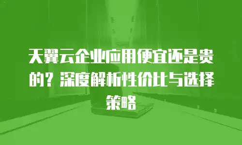 天翼云企业应用便宜还是贵的？深度解析性价比与选择策略
