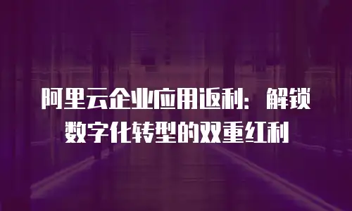 阿里云企业应用返利：解锁数字化转型的双重红利