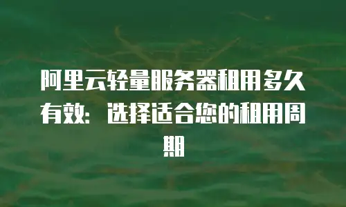 阿里云轻量服务器租用多久有效：选择适合您的租用周期