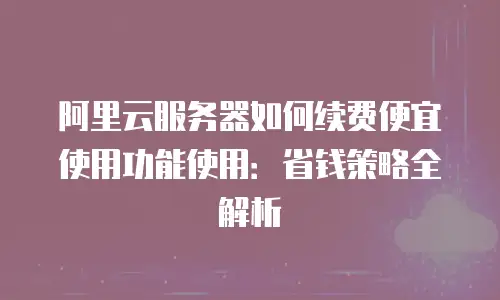 阿里云服务器如何续费便宜使用功能使用：省钱策略全解析