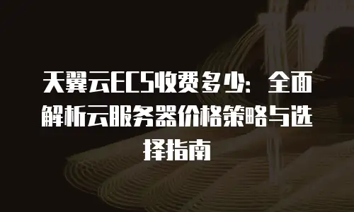 天翼云ECS收费多少：全面解析云服务器价格策略与选择指南