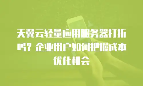 天翼云轻量应用服务器打折吗？企业用户如何把握成本优化机会