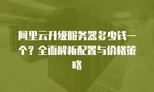 阿里云升级服务器多少钱一个？全面解析配置与价格策略