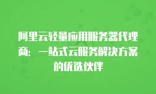 阿里云轻量应用服务器代理商：一站式云服务解决方案的优选伙伴