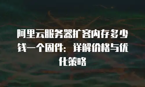 阿里云服务器扩容内存多少钱一个固件：详解价格与优化策略