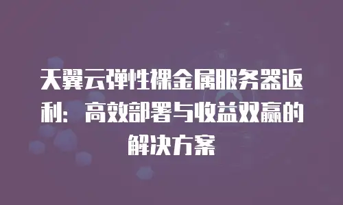 天翼云弹性裸金属服务器返利：高效部署与收益双赢的解决方案