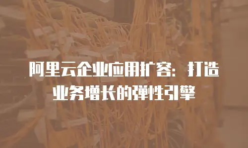 阿里云企业应用扩容：打造业务增长的弹性引擎