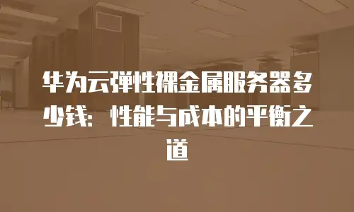 华为云弹性裸金属服务器多少钱：性能与成本的平衡之道