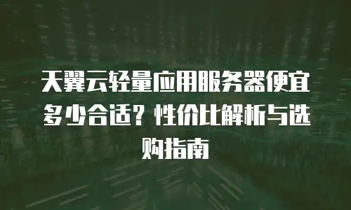 天翼云轻量应用服务器便宜多少合适？性价比解析与选购指南