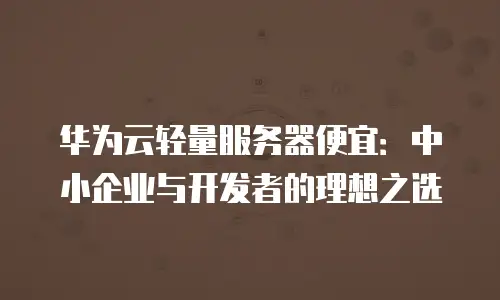 华为云轻量服务器便宜：中小企业与开发者的理想之选