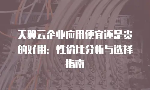 天翼云企业应用便宜还是贵的好用：性价比分析与选择指南