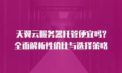 天翼云服务器托管便宜吗？全面解析性价比与选择策略