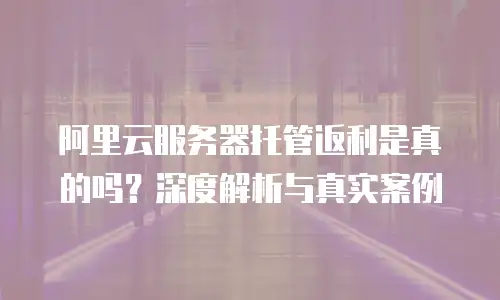 阿里云服务器托管返利是真的吗？深度解析与真实案例