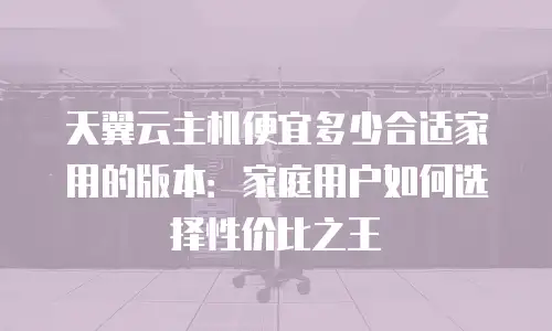 天翼云主机便宜多少合适家用的版本：家庭用户如何选择性价比之王