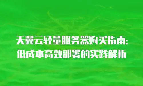 天翼云轻量服务器购买指南：低成本高效部署的实践解析