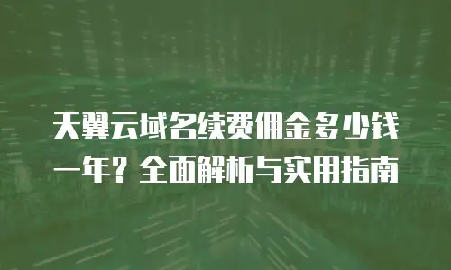 天翼云域名续费佣金多少钱一年？全面解析与实用指南