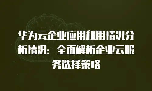 华为云企业应用租用情况分析情况：全面解析企业云服务选择策略