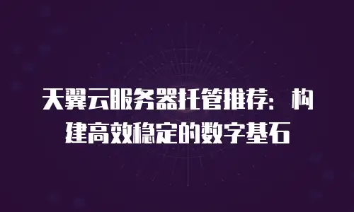 天翼云服务器托管推荐：构建高效稳定的数字基石