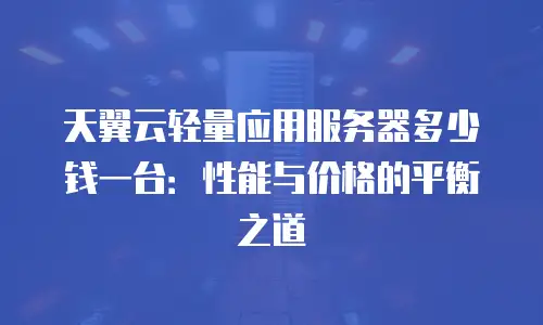 天翼云轻量应用服务器多少钱一台：性能与价格的平衡之道