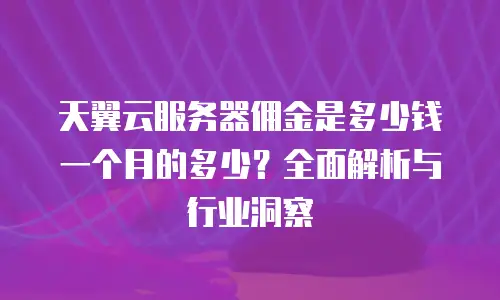 天翼云服务器佣金是多少钱一个月的多少？全面解析与行业洞察