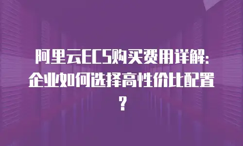 阿里云ECS购买费用详解：企业如何选择高性价比配置？
