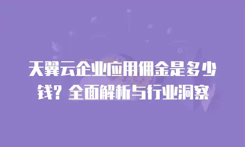 天翼云企业应用佣金是多少钱？全面解析与行业洞察