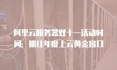 阿里云服务器双十一活动时间：抓住年度上云黄金窗口