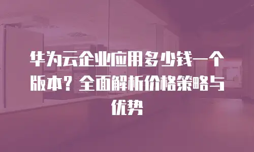 华为云企业应用多少钱一个版本？全面解析价格策略与优势