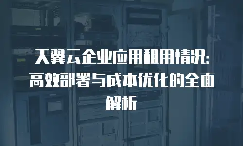 天翼云企业应用租用情况：高效部署与成本优化的全面解析