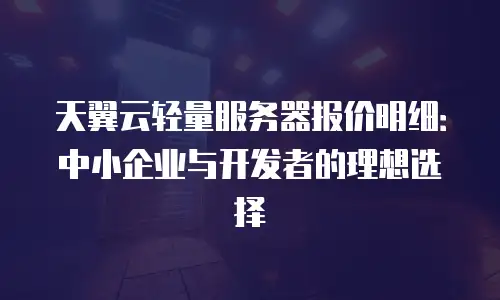 天翼云轻量服务器报价明细：中小企业与开发者的理想选择
